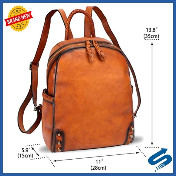 Genuine Leather Backpack Purse Vintage Rucksack Daypack Handmade Cowhide main image 5